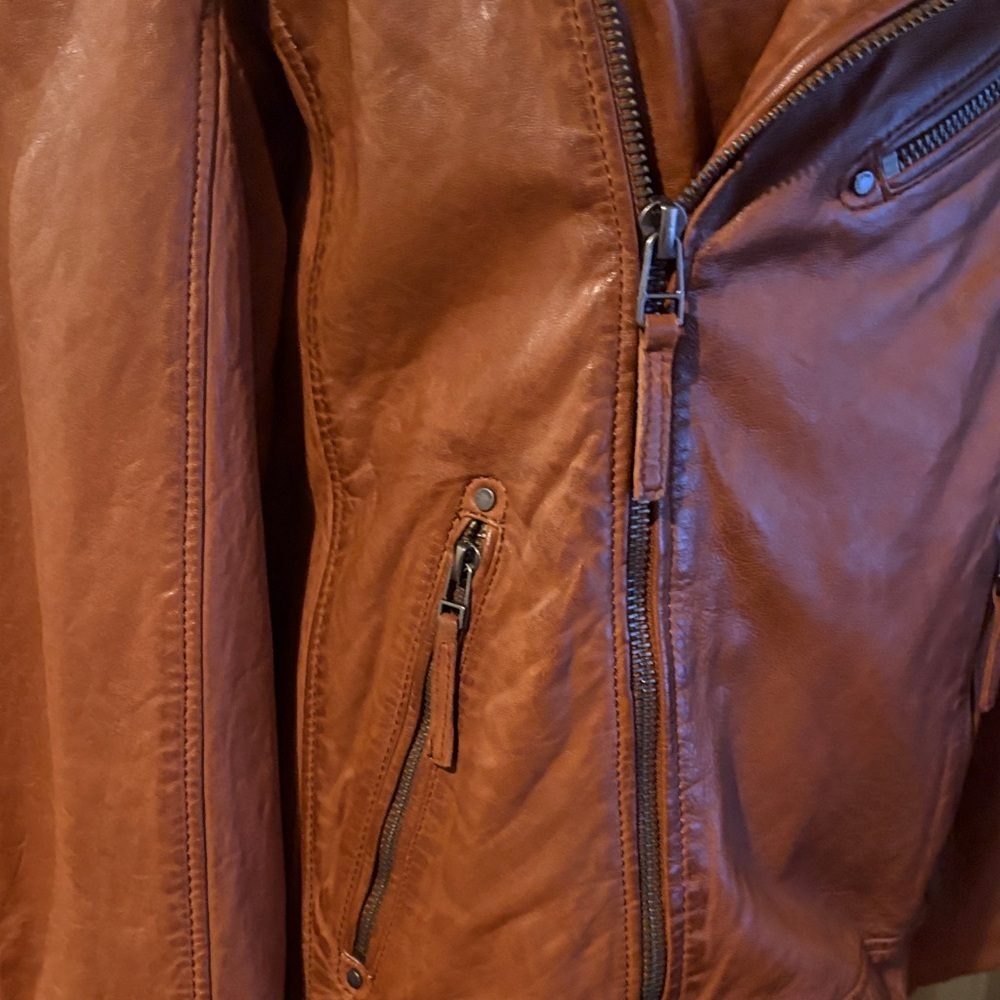 Mauritius men’s Malic cognac leather jacket. Sz XL but runs small. - Picture 5 of 12